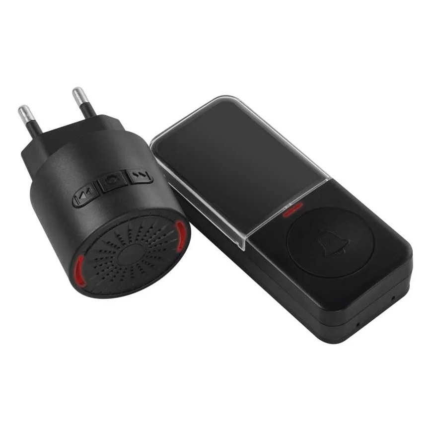Draadloze deurbel voor stopcontact 230V + 1xCR2032 zwart