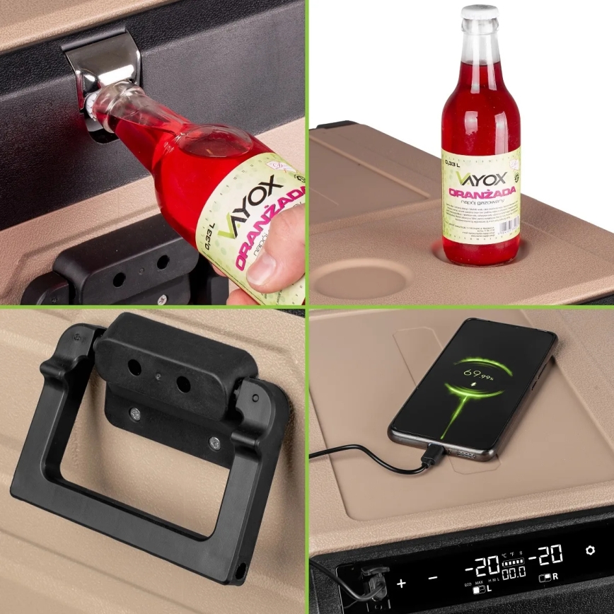 Draagbaar autokoelkast met LCD scherm 39 l 230V/12V/24V bruin