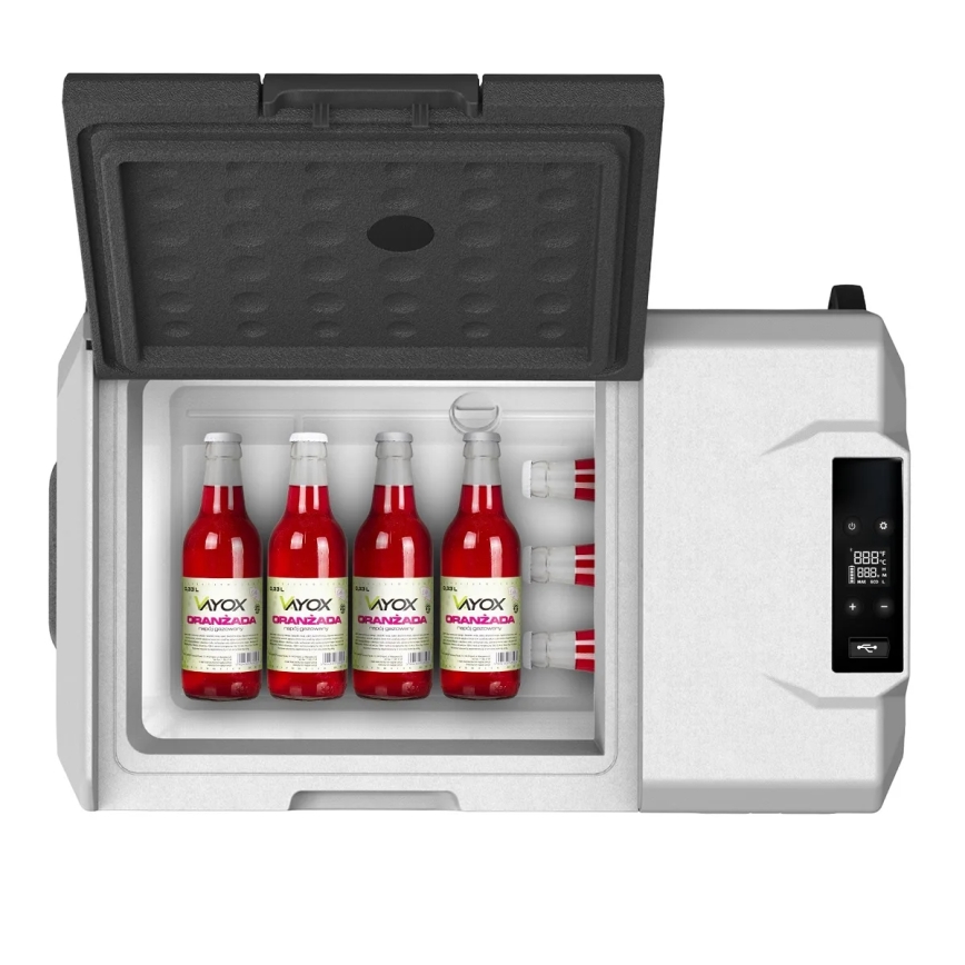 Draagbaar autokoelkast met LCD scherm 40 l 230V/12V/24V zwart