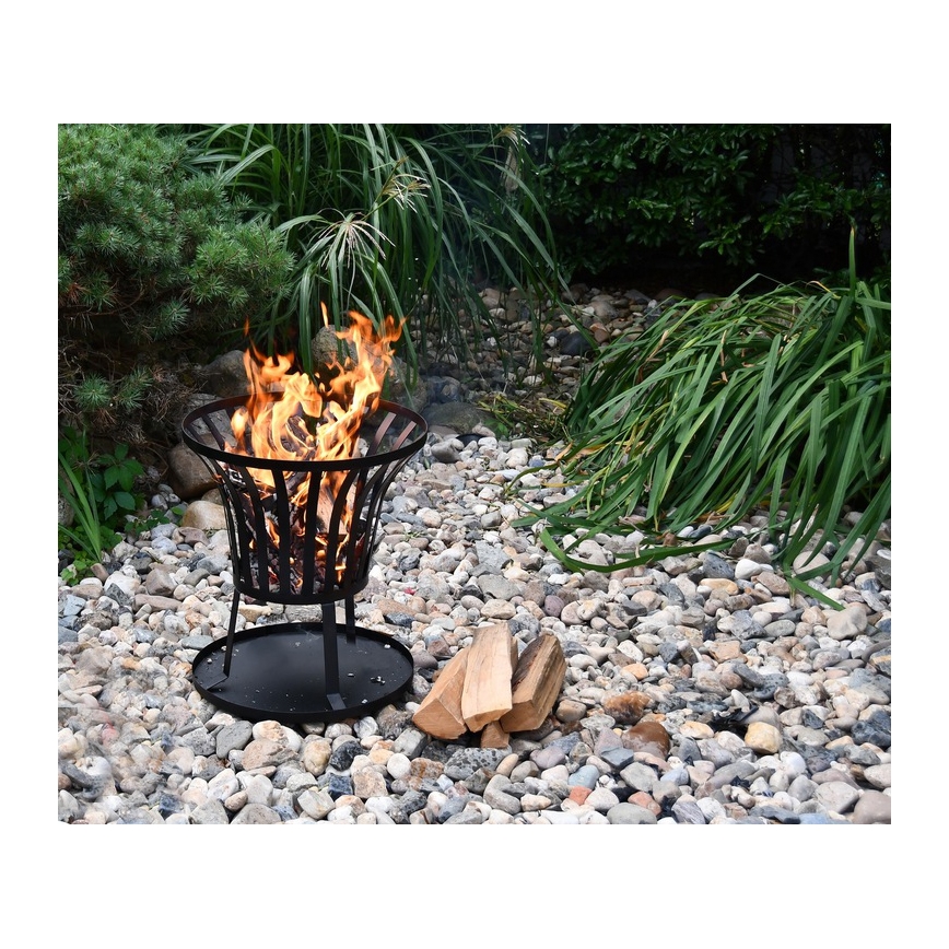 Draagbaar hout kampvuur met rooster zwart