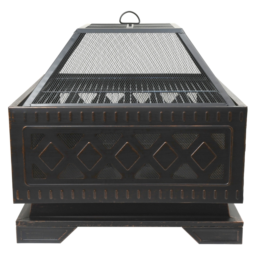 Draagbaar hout kampvuur met rooster zwart/patina