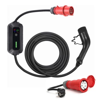 Draagbaar laadstation voor elektrische auto's EV/PHEV AC Type 2 32A/400V 22 kW IP55 5 m kabel + 230V adapter 3,7 kW + opberghoes