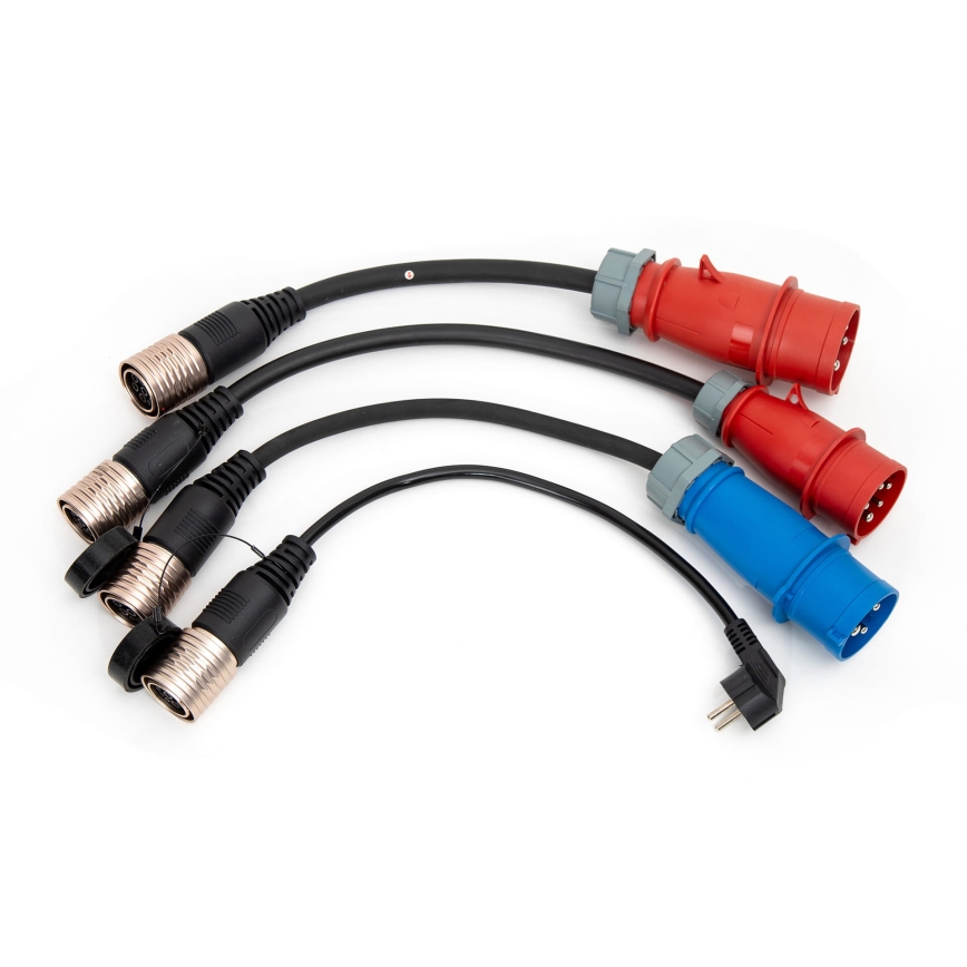 Draagbare oplader voor elektrische auto's met 4 Type 2 adapters 32A/480V 22kW 5m IP67
