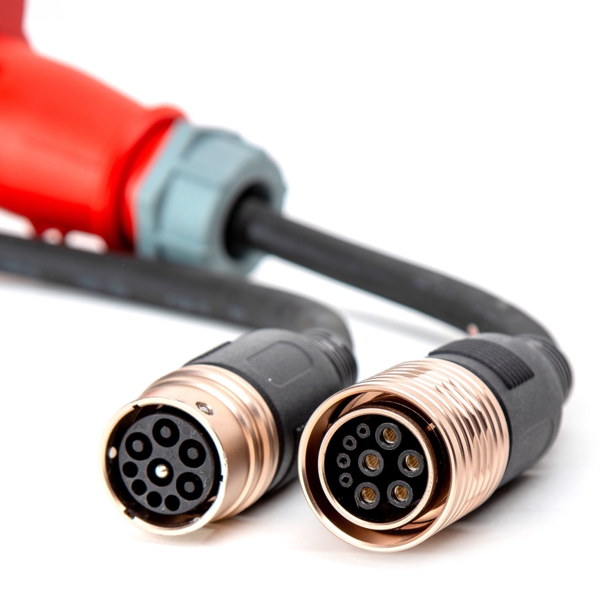 Draagbare oplader voor elektrische auto's met 4 Type 2 adapters 32A/480V 22kW 5m IP67