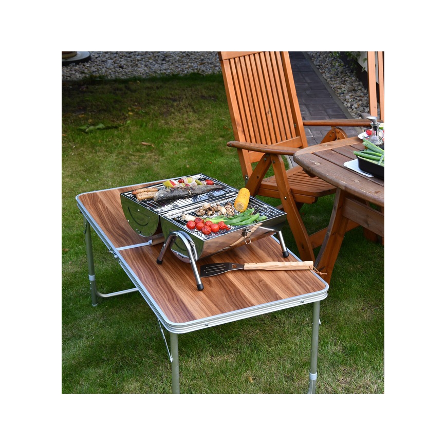 Draagbare houtskoolgrill glanzend chroom