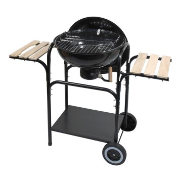 Draagbare houtskoolgrill zwart/hout