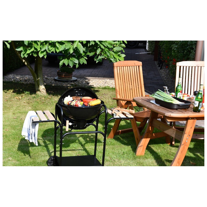 Draagbare houtskoolgrill zwart/hout