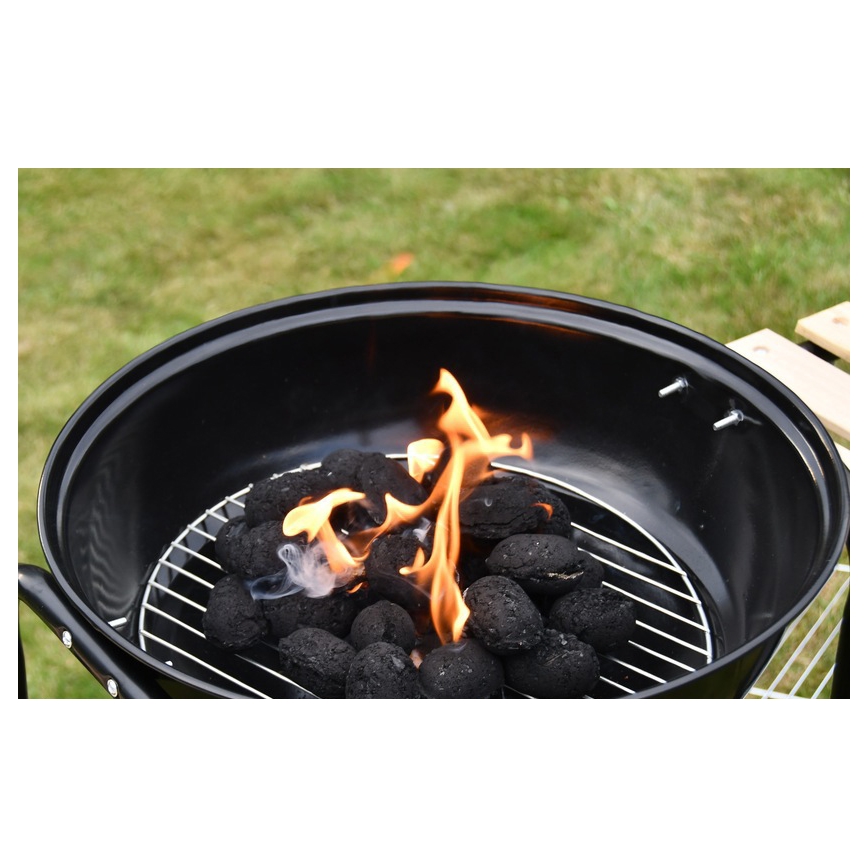 Draagbare houtskoolgrill zwart/hout