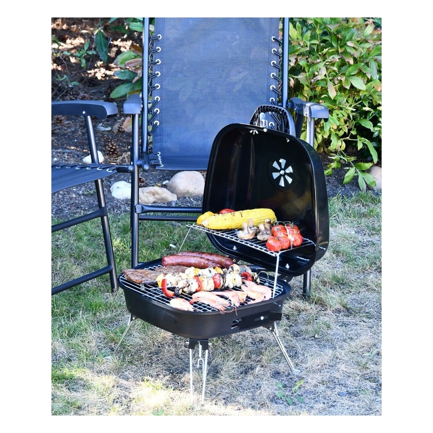 Draagbare houtskoolgrill zwart