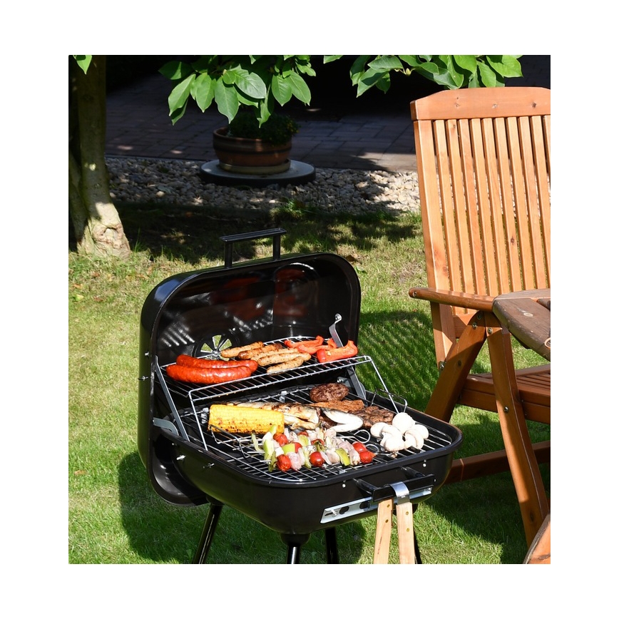 Draagbare houtskoolgrill zwart
