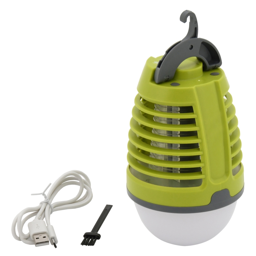 Draagbare oplaadbare LED-lamp met insectenvanger LED/2W/3,7V 1800 mAh IPX4 groen