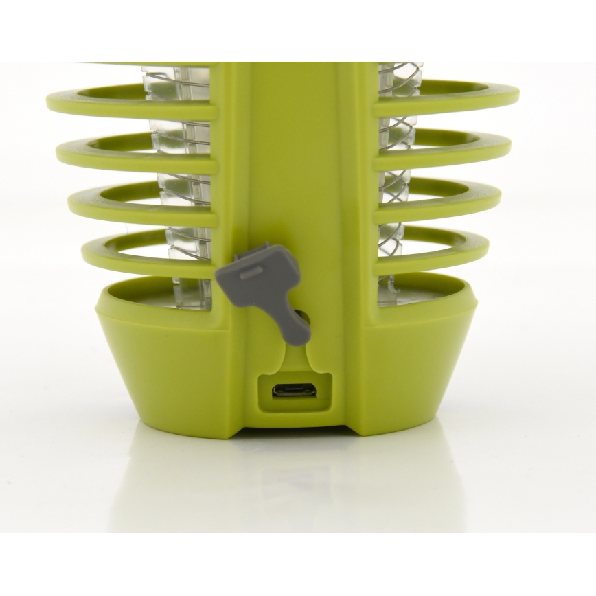 Draagbare oplaadbare LED-lamp met insectenvanger LED/2W/3,7V 1800 mAh IPX4 groen