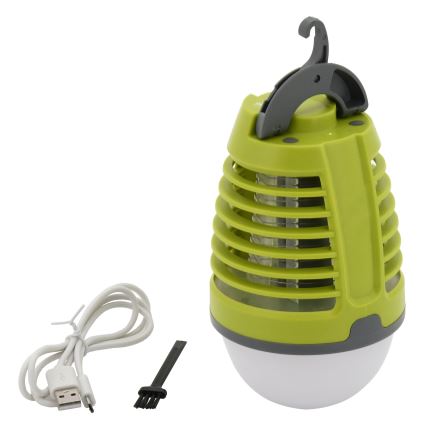 Draagbare Oplaadbare LED lamp met Insectenval LED/2W/3,7V 1800 mAh IPX4 groen