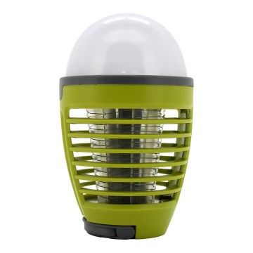 Draagbare oplaadbare LED-lamp met insectenvanger LED/2W/3,7V 1800 mAh IPX4 groen
