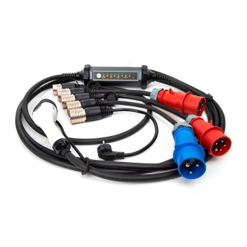 Draagbare oplader voor elektrische auto's met 4 Type 2 adapters 32A/480V 22kW 5m IP67