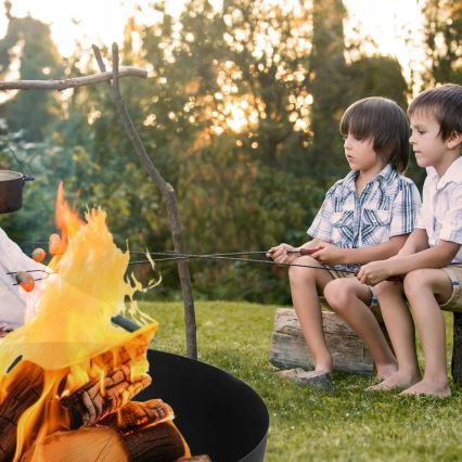 Draagbare vuurschaal voor hout 57x30 cm zwart