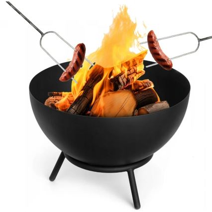 Draagbare vuurschaal voor hout 57x30 cm zwart