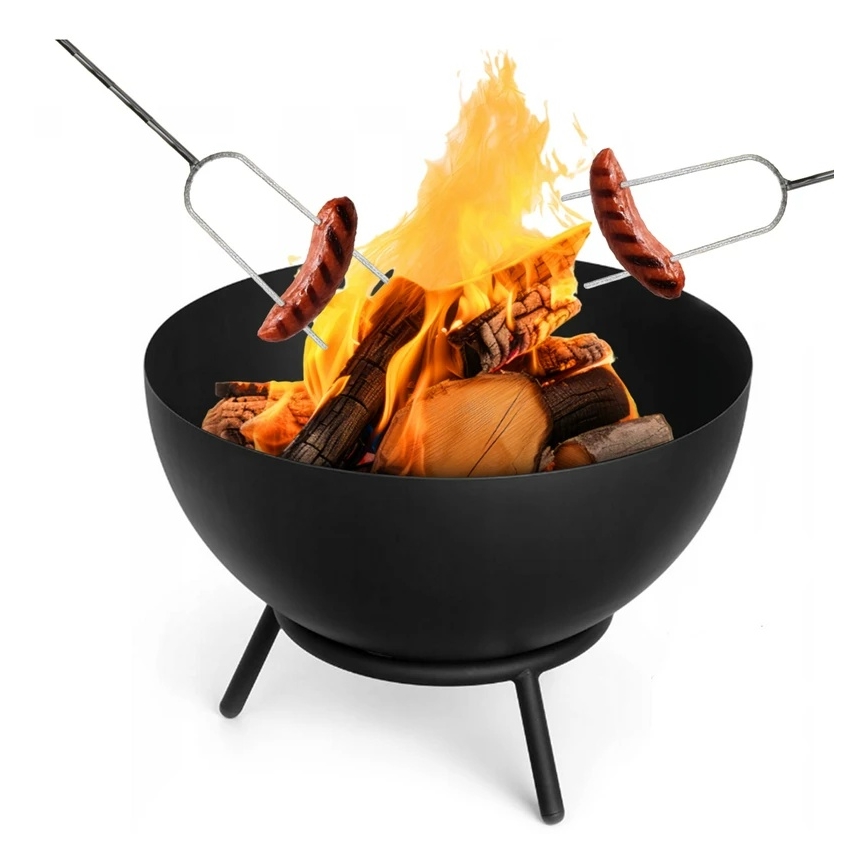 Draagbare vuurschaal voor hout 57x30 cm zwart