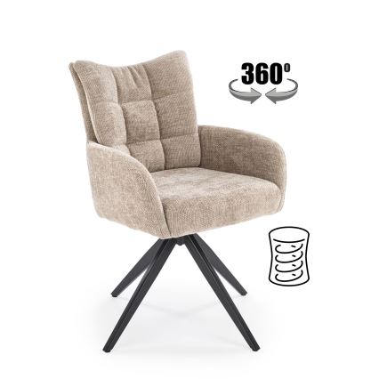Draaibare eetkamerstoel NUVO 1 st. beige/zwart