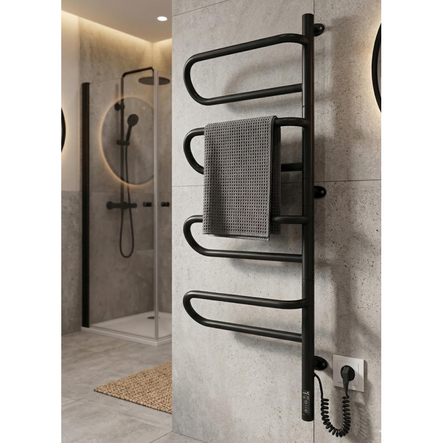 Elektrische draaibare handdoekdroger ELECTRA 120W/230V 102,5x44,5 cm roestvrij staal/zwart rechts