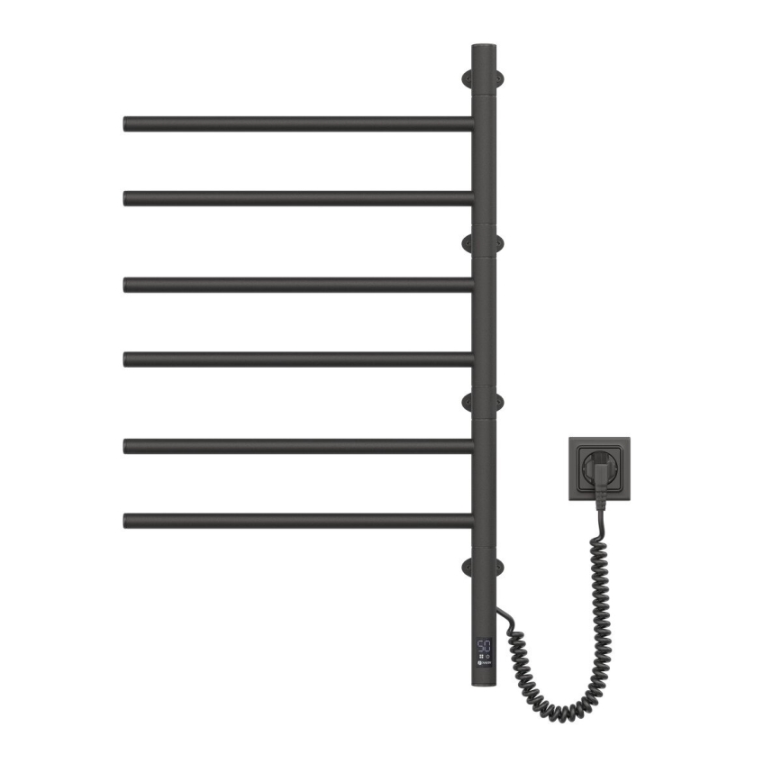Draaibare elektrische handdoekdroger met thermostaat ARABESQUE 105W 82x49 cm zwart