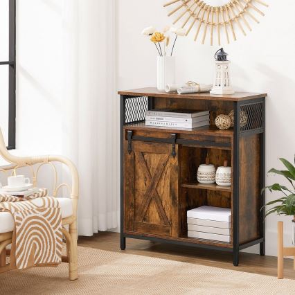Dressoir met schuifdeur FIRA bruin/zwart