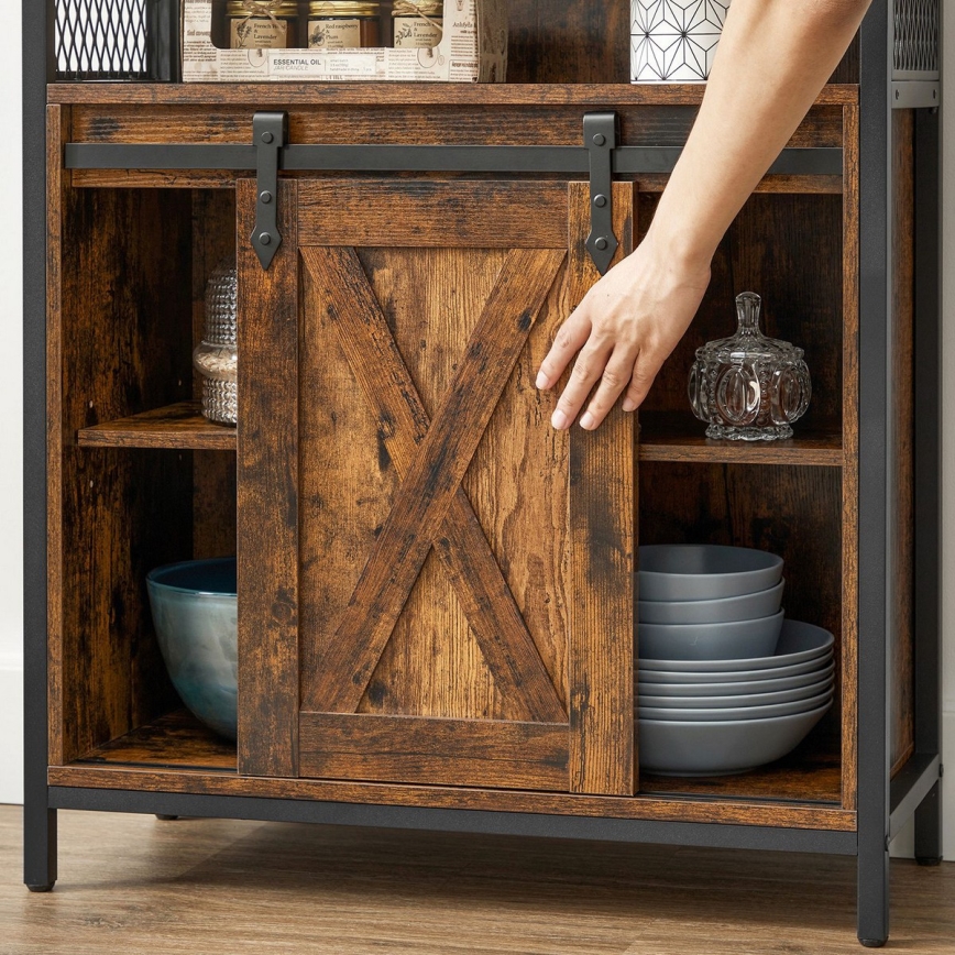 Dressoir met schuifdeur FIRA bruin/zwart