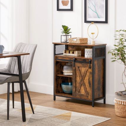 Dressoir met schuifdeur FIRA bruin/zwart