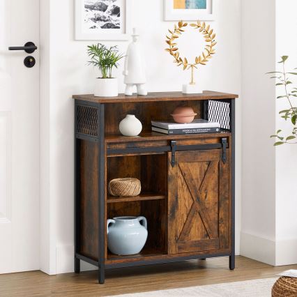 Dressoir met schuifdeur FIRA bruin/zwart