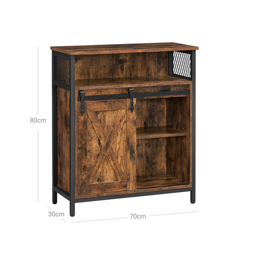 Dressoir met schuifdeur FIRA bruin/zwart