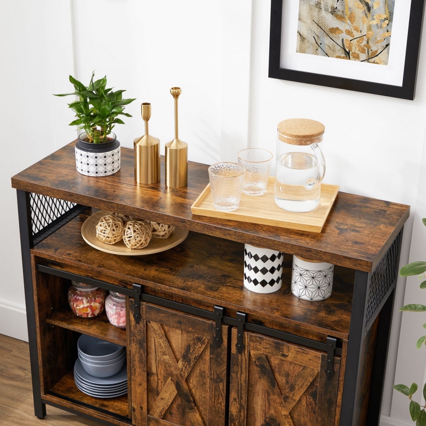Dressoir met schuifdeuren FIRA bruin/zwart