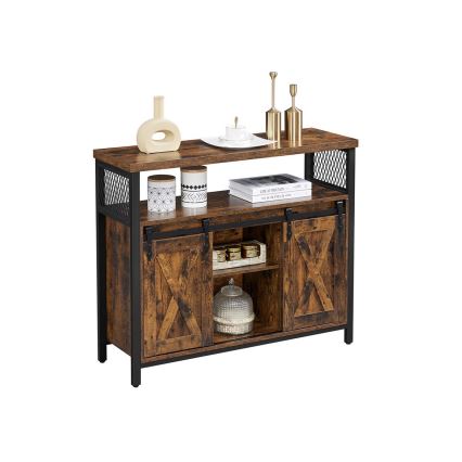 Dressoir met schuifdeuren FIRA bruin/zwart