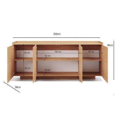 Dressoir KEMI 200x90x38 eik Cremona
