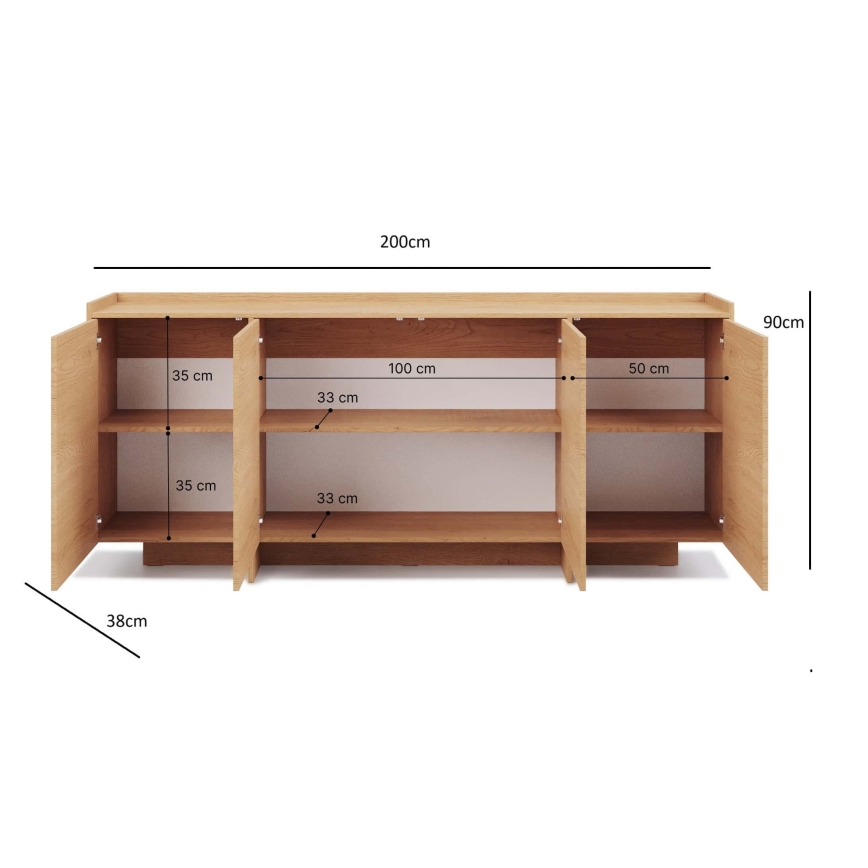 Dressoir KEMI 200x90x38 eik Cremona