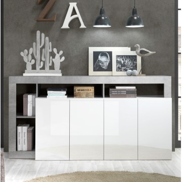 Dressoir LENOR 184 x 93 x 42 cm, wit/grijs betonlook