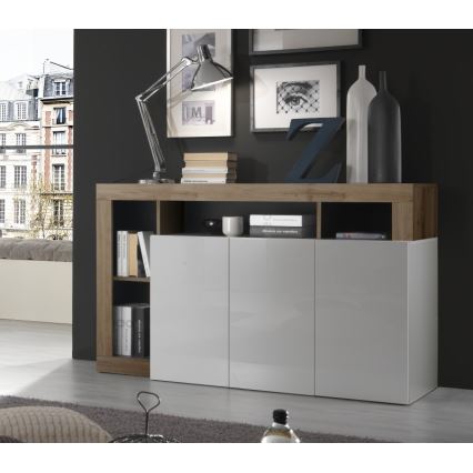 Dressoir LENOR wit/eiken