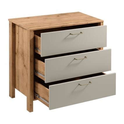 Dressoir MENTA 90 x 81 x 47 cm wotan-eik/grijs
