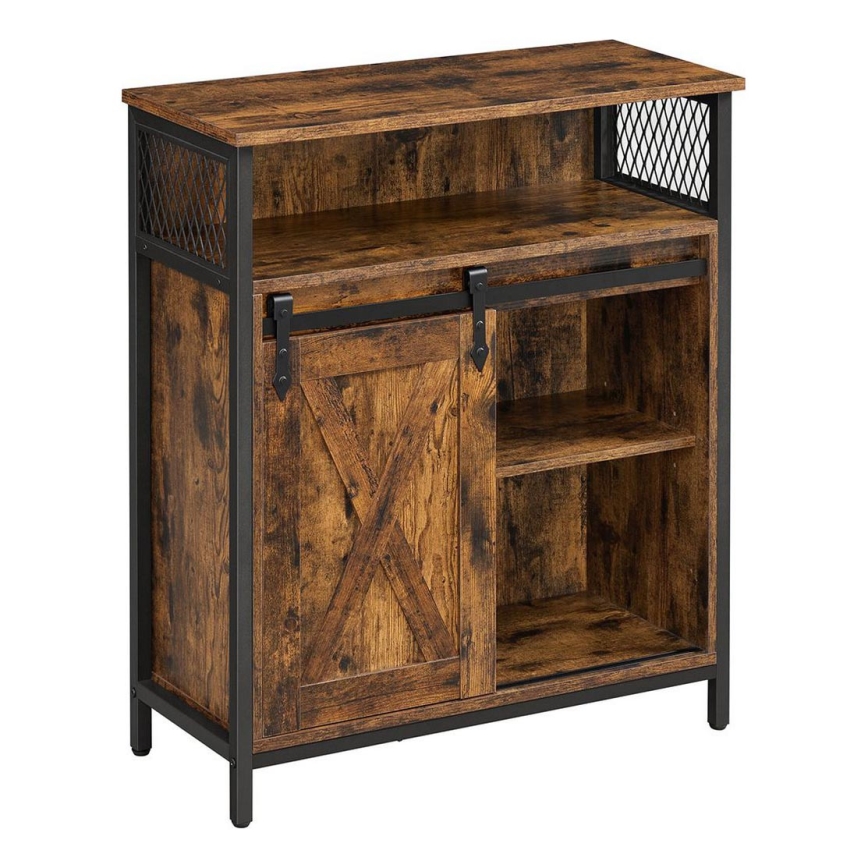 Dressoir met schuifdeur FIRA bruin/zwart