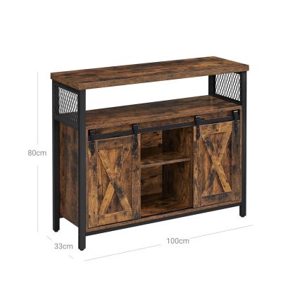 Dressoir met schuifdeuren FIRA 100x80x33 cm bruin/zwart