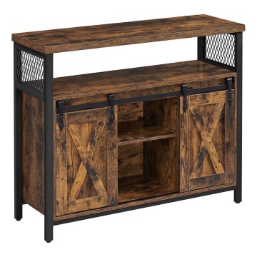 Dressoir met schuifdeuren FIRA bruin/zwart