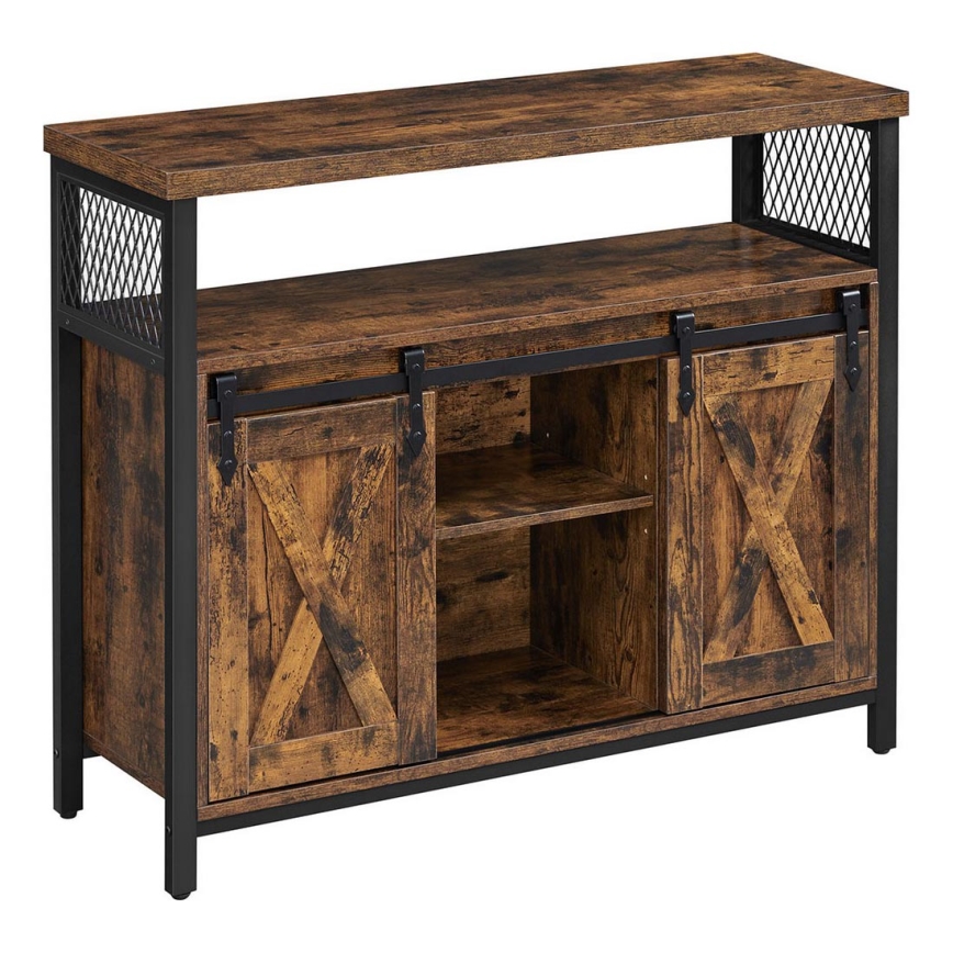 Dressoir met schuifdeuren FIRA bruin/zwart