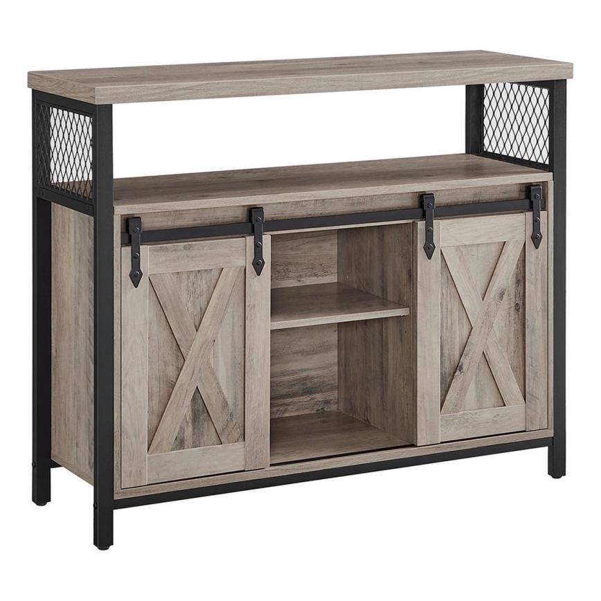 Dressoir met schuifdeuren FIRA taupe/zwart