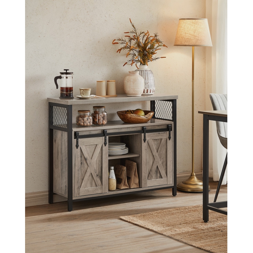 Dressoir met schuifdeuren FIRA taupe/zwart