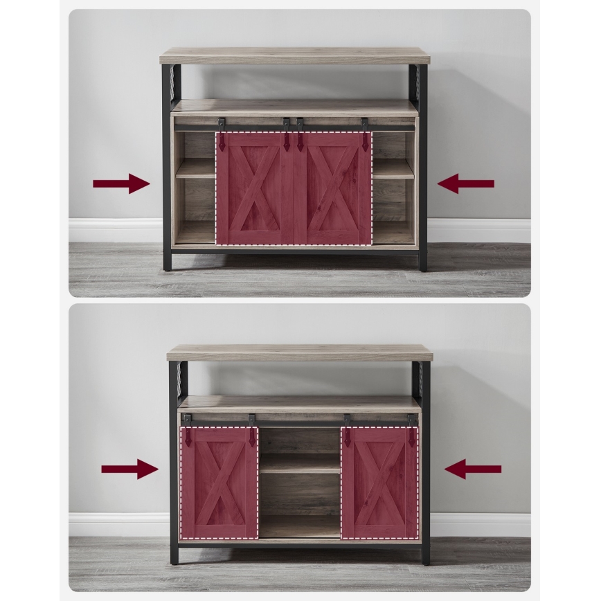 Dressoir met schuifdeuren FIRA taupe/zwart