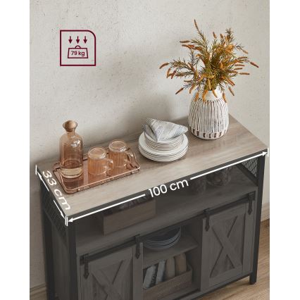 Dressoir met schuifdeuren FIRA taupe/zwart