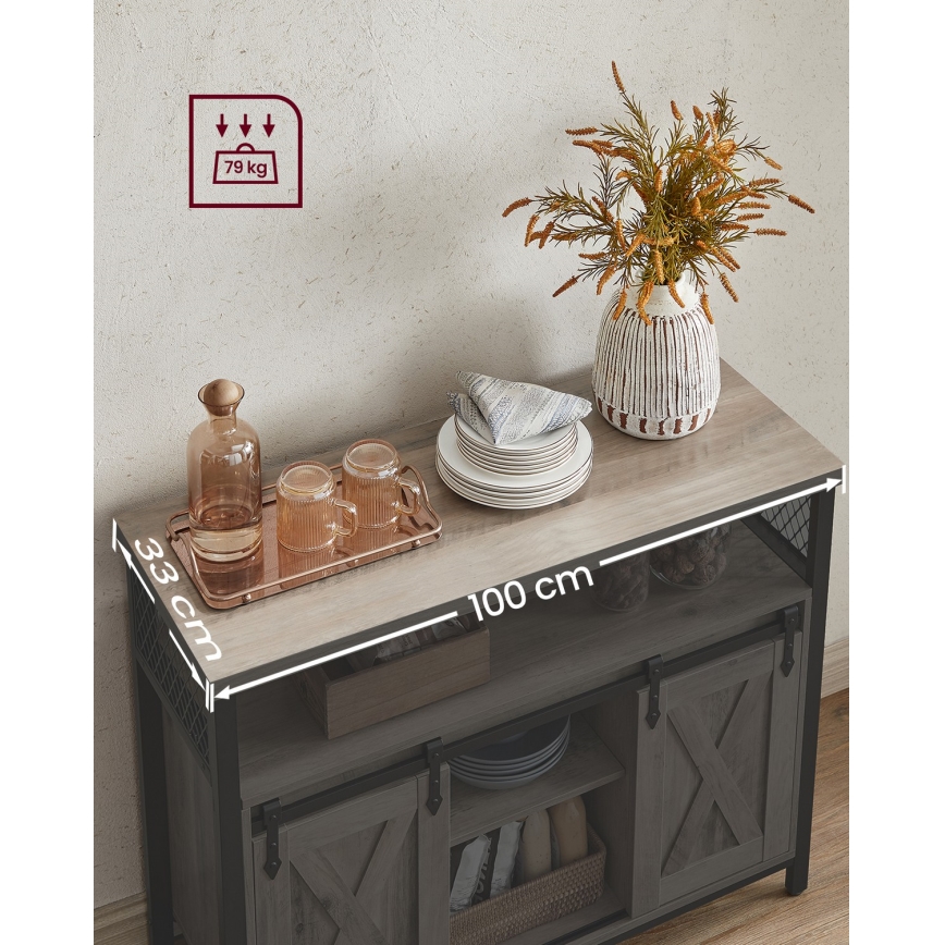 Dressoir met schuifdeuren FIRA taupe/zwart