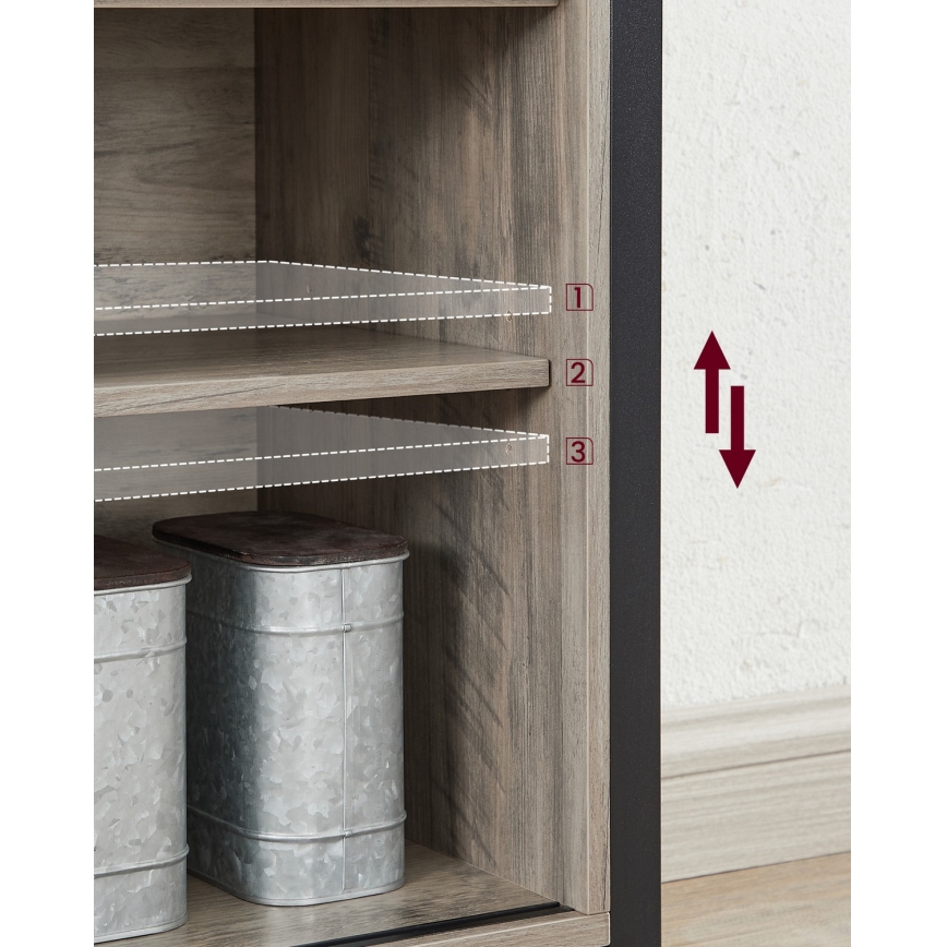 Dressoir met schuifdeuren FIRA taupe/zwart