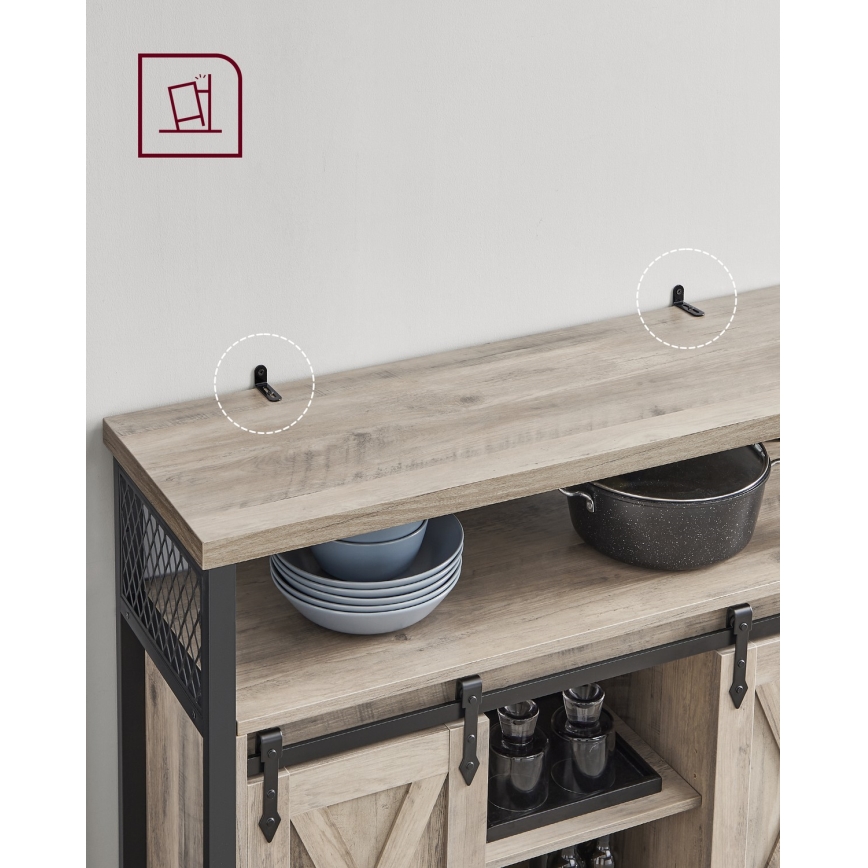 Dressoir met schuifdeuren FIRA taupe/zwart