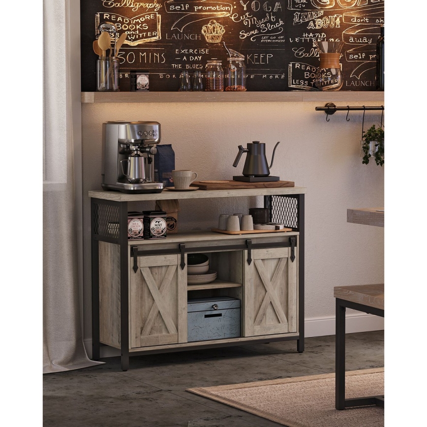 Dressoir met schuifdeuren FIRA taupe/zwart