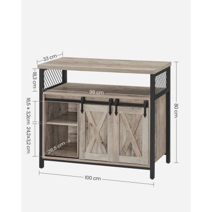 Dressoir met schuifdeuren FIRA taupe/zwart
